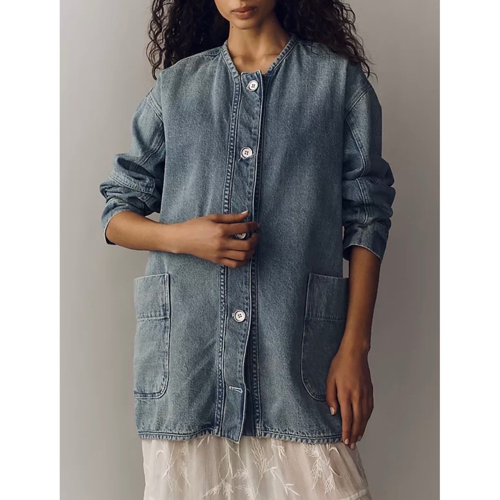 Pilcro Anthropologie Denim Chore Jacket Utility Oversized Lightwash New M.